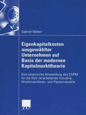 cover image of Eigenkapitalkosten ausgewählter Unternehmen auf Basis der modernen Kapitalmarkttheorie